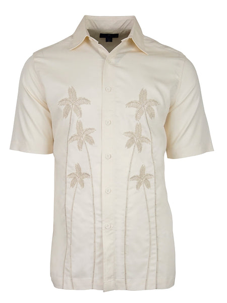 Men's Hawaiian Embroidery Shirt - Palm Dance