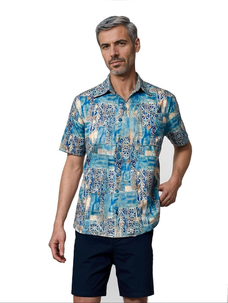 Men's Hawaiian Print Stretch Shirt - Tahiti | Weekender Sportswear
