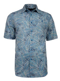 Men's Hawaiian Print Stretch Shirt - Paradise Leaves