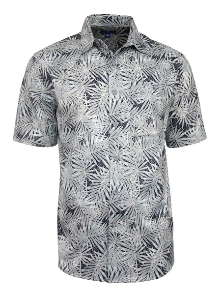 Men's Hawaiian Print Stretch Shirt - Paradise Leaves