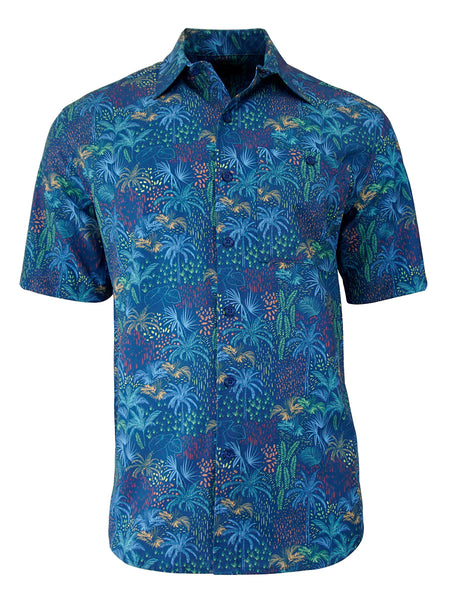 Men's Hawaiian Print Stretch Shirt - Tropical Jungle