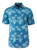 Men's Hawaiian Print Stretch Shirt - Batik Leaves