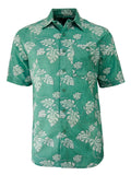 Men's Hawaiian Print Stretch Shirt - Batik Leaves