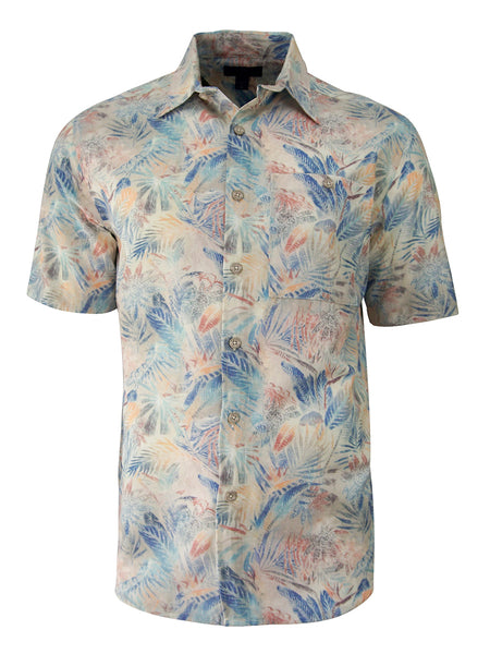 Men's Hawaiian Print Stretch Shirt - Tropic Landscape