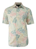 Men's Hawaiian Print Stretch Shirt - Tropic Leaves