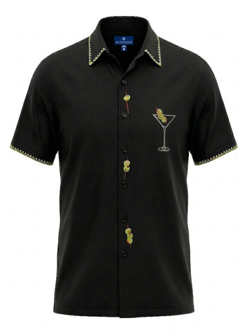 Men's Modal Embroidery Shirt - Martini Hour