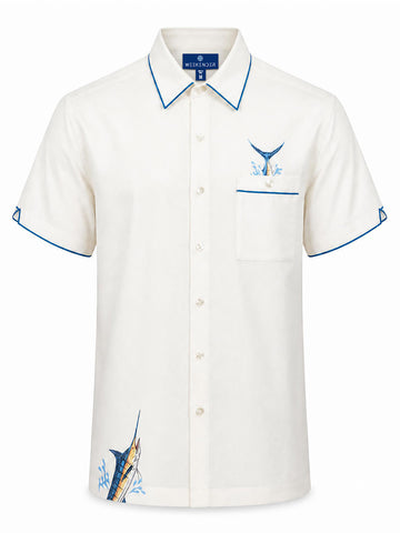 Men's Modal Embroidery Shirt - Marlin Splash
