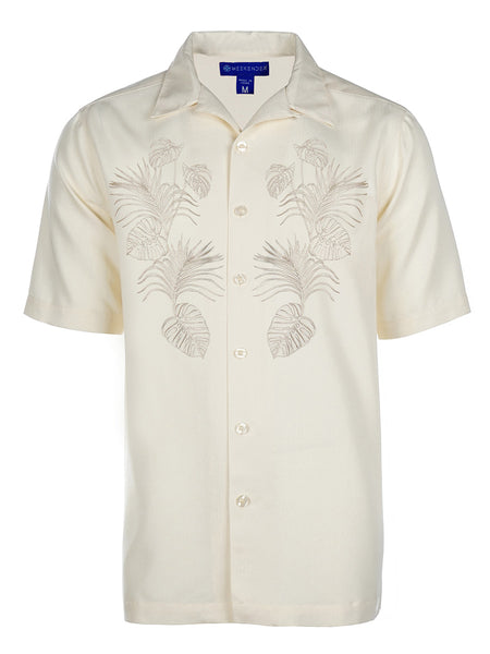 Men's Hawaiian Embroidery Shirt - Foliage