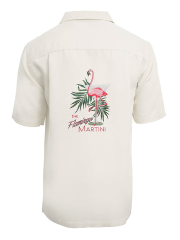 Men's Hawaiian Embroidery Shirt - Flamingo Martini