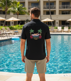 Men's Hawaiian Embroidery Shirt - Seaplane Paradise
