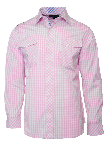 Men's Gingham Style Shirt -  Long Sleeve