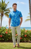 Men's Hawaiian Print Stretch Shirt - Tropic Branches