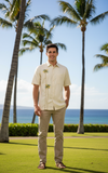 Men's Hawaiian Embroidery Shirt - Twin Palms