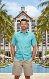Men's Hawaiian Cotton Print Shirt - Textured Palms
