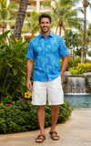 Men's Hawaiian Cotton Print Shirt - Mallorca Palms