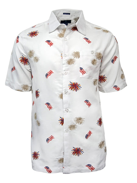 Men's Hawaiian Embroidery Shirt - Fireworks