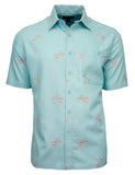 Men's Hawaiian Embroidery Shirt - Flamingo Life