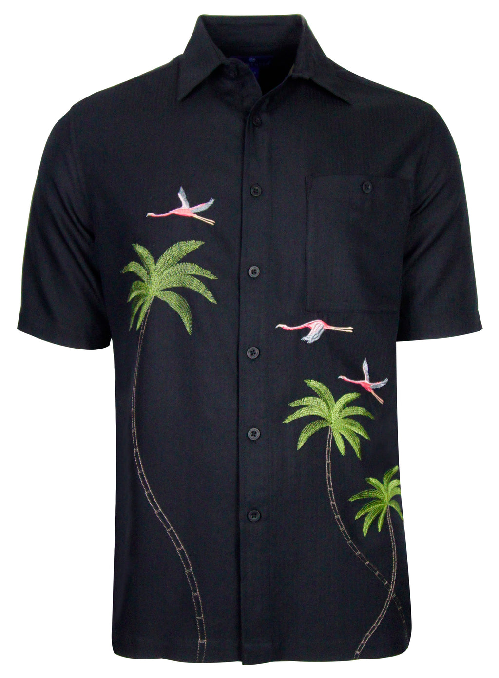 ダイカット フラミンゴ ハワイアン Men's Hawaiian Embroidery Shirt