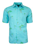 Men's Hawaiian Cotton Print Shirt - Textured Palms
