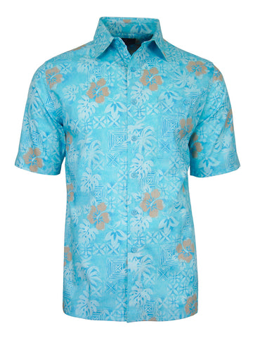 Men's Hawaiian Cotton Print Shirt - Hibiscus Garden